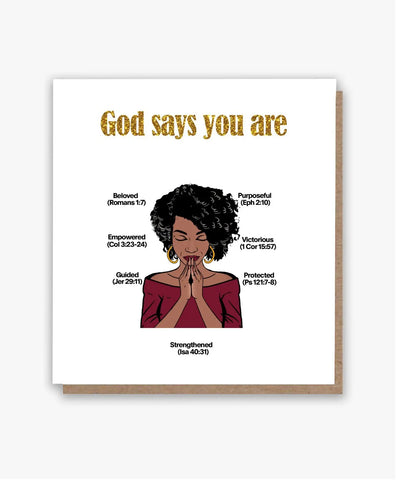 God Says You Are Card 🙏🏾 (Lady 2) (Lighter Skin Tone) My Store