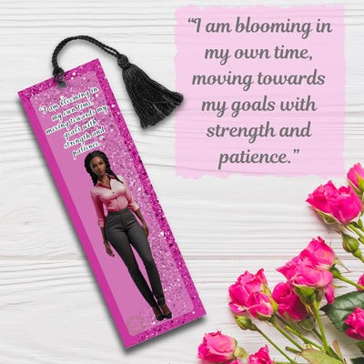I am Blooming in my Own Time, Moving Towards my Goals with Strength and Patience - Affirmation Bookmark All Shades