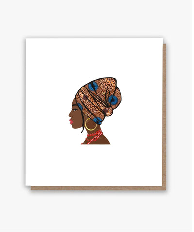 Brown Ankara Headwrap Queen 👑 Birthday Card