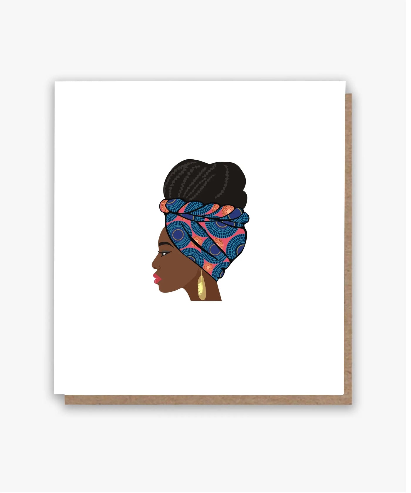 Pink & Blue Ankara Headwrap Queen Card 👑