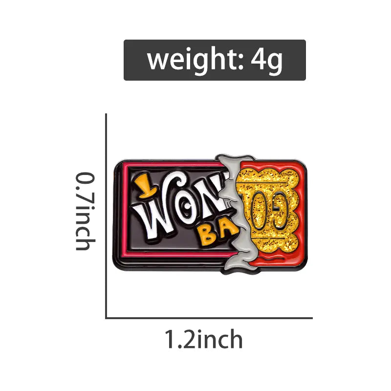 "Wonka Gold Bar" Zinc Alloy Enamel Pin – Golden Ticket-Inspired Collectible Badge All Shades
