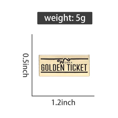 "Wonka Golden Ticket" Zinc Alloy Enamel Pin – Fun Badge for Chocolate Lovers All Shades