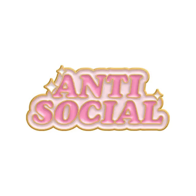 "Anti-Social" Zinc Alloy Enamel Pin – Humorous Badge for Introverts All Shades