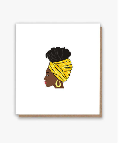 Yellow Ankara Headwrap Queen Card 👑