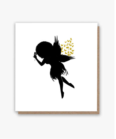 Afro Fairy Wings 4 Birthday Card