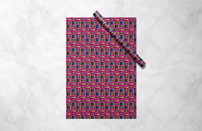 Vibrant Pink Kente Gift Wrap 1 Metre Roll All Shades