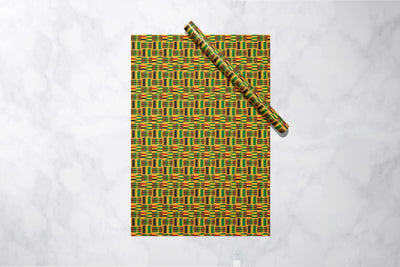 Vibrant Yellow Kente Gift Wrap 1 Metre Roll - All Shades