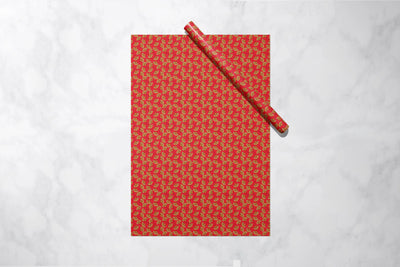 Red and Gold Ankara Fan Gift Wrap 1 Metre Roll - All Shades