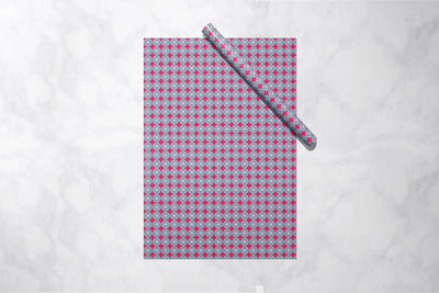 Pink and Blue Geometric Diamond Gift Wrap 1 Metre Roll - All Shades