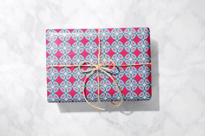 Pink and Blue Geometric Diamond Gift Wrap 1 Metre Roll - All Shades