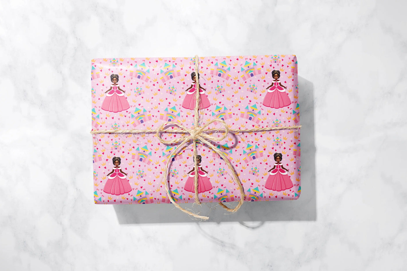 Beautiful Black Princess and Castle Gift Wrap 1 Metre Roll - All Shades