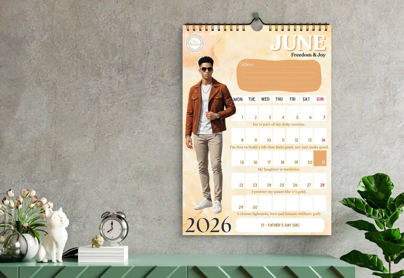 LIMITED STOCK!! Exclusive! All Shades 2026 Affirmation Calendar – For the Man Building, Growing & Rising All Shades