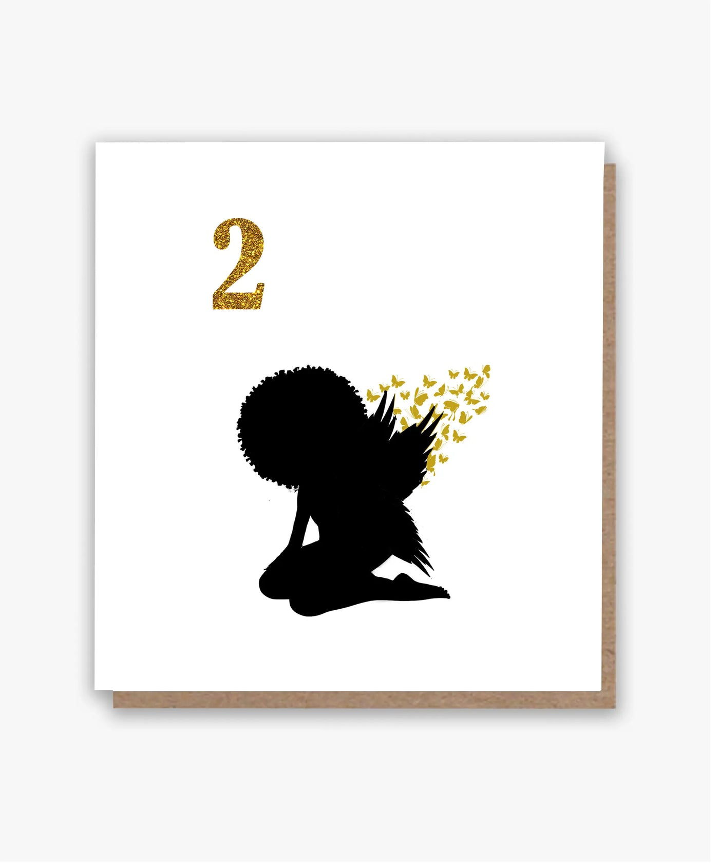 Afro Fairy Wings Age 2 Birthday Card!