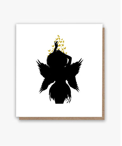 Afro Fairy Wings 2 Birthday Card