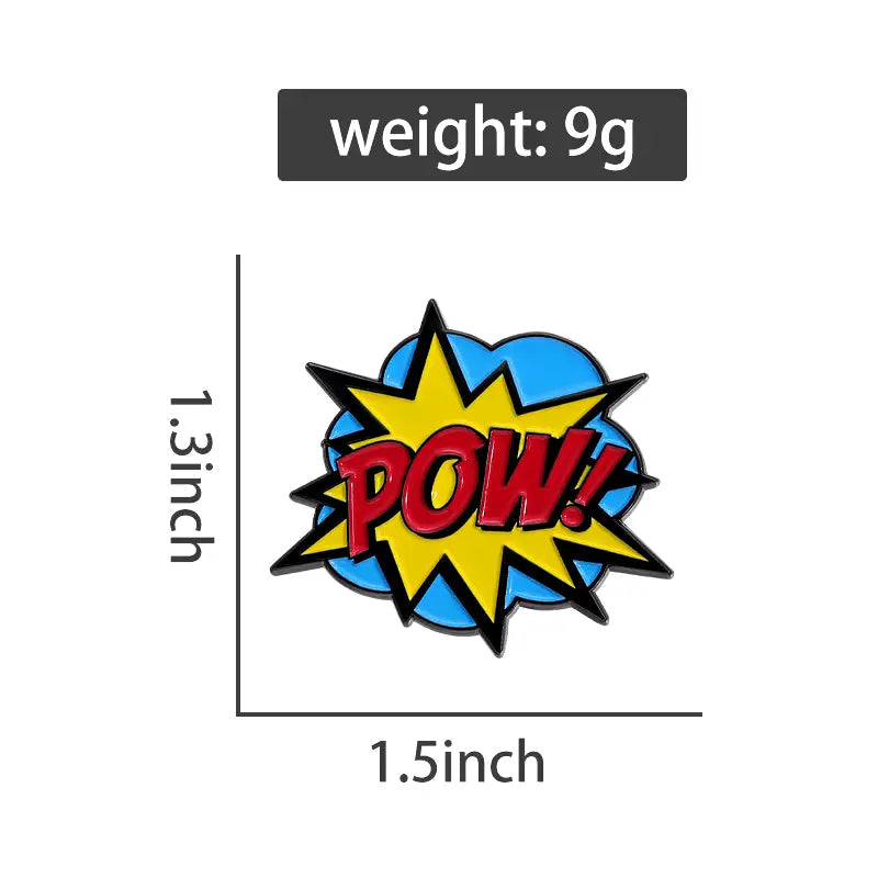 Vintage Graffiti Comic "Pow" Zinc Alloy Pin All Shades