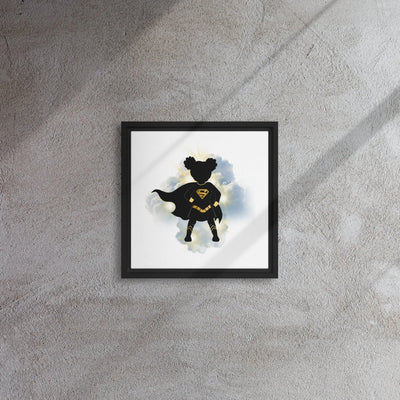 Super Girl Silhouette - Inspirational Heroine Poster - Framed canvas All Shades