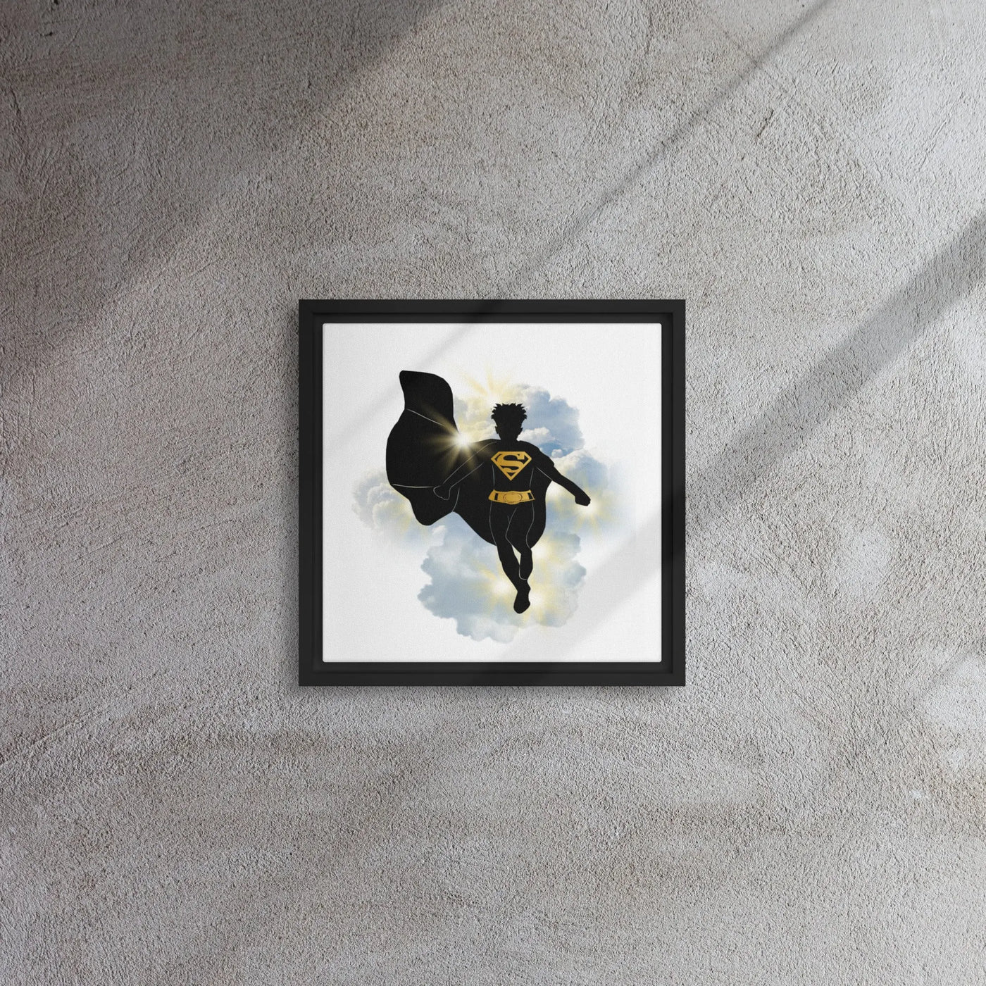 Super Girl Silhouette - Inspirational Heroine Poster - Framed canvas All Shades