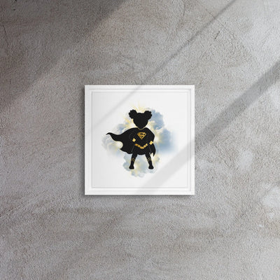 Super Girl Silhouette - Inspirational Heroine Poster - Framed canvas All Shades