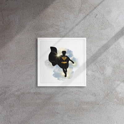 Super Girl Silhouette - Inspirational Heroine Poster - Framed canvas All Shades