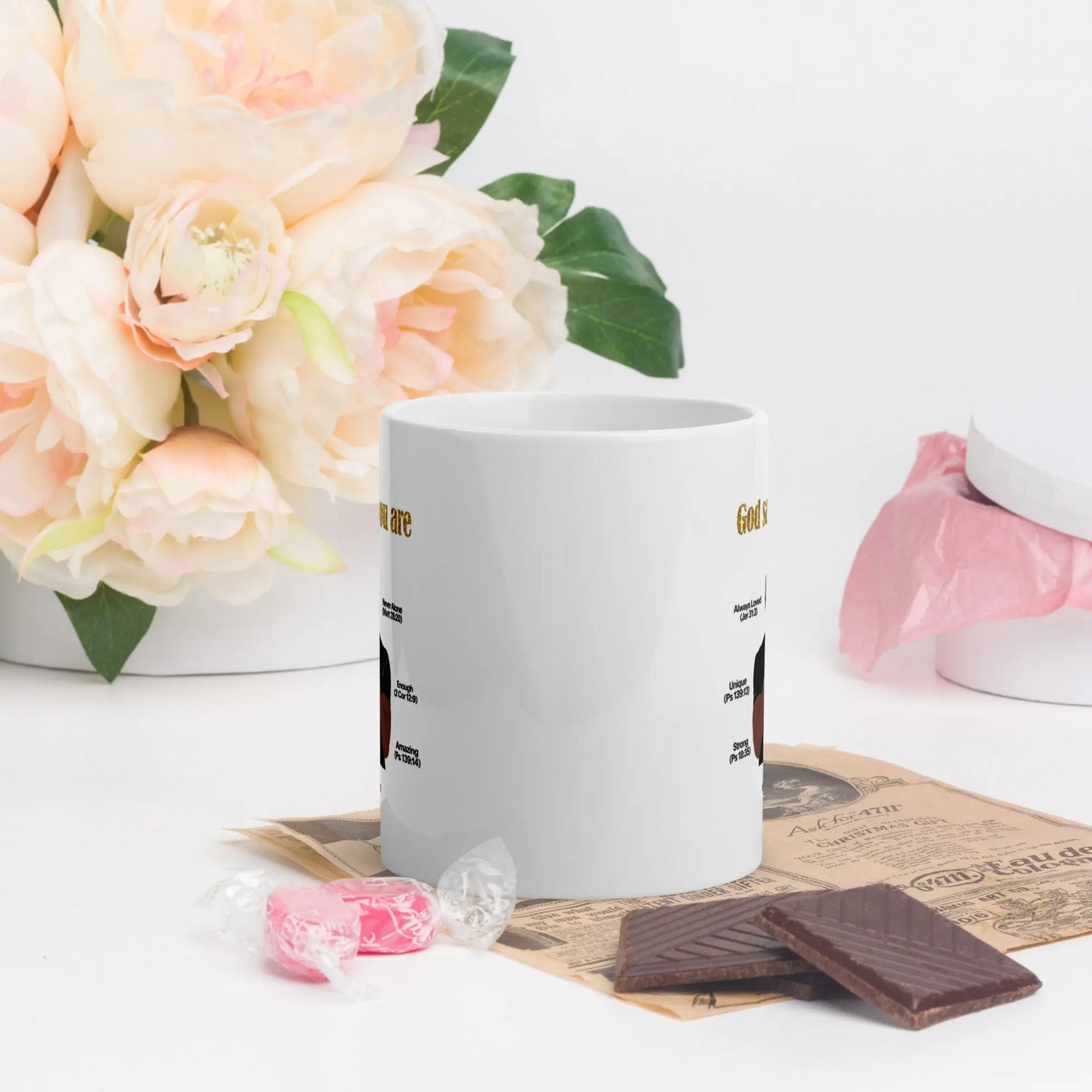 Inspirational Bible Verse Affirmations - White glossy mug All Shades