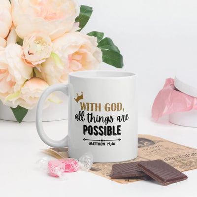 With God all things are Possible - White glossy mug All Shades