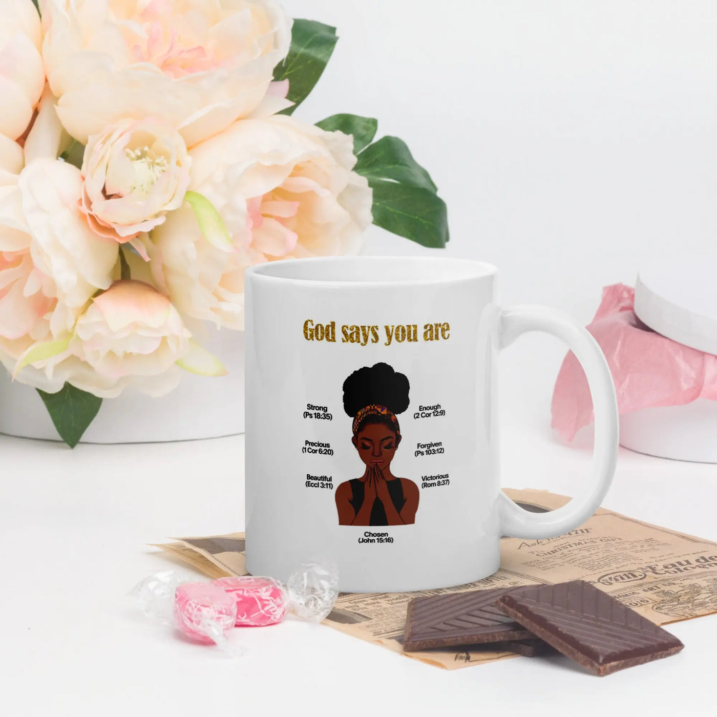 God Says You Are - Empowered Woman Scripture - White glossy mug All Shades