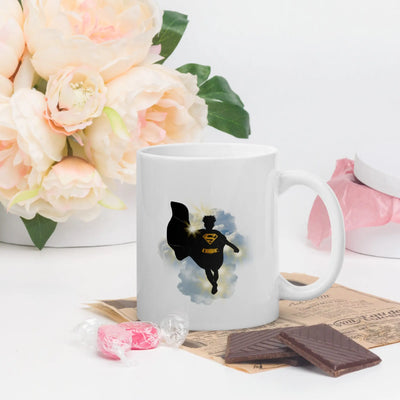 Super Girl Silhouette - Inspirational Heroine - White glossy mug All Shades