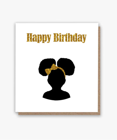 Cute Afro Bunches Happy Birthday Card
