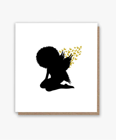 Afro Fairy Wings Birthday Card!